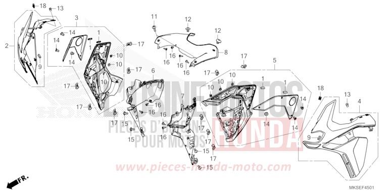 MITTLERER WINDLAUF (CRF1100A2/A4/AL2/D2/D4/DL2/DL4) von Africa Twin Mechanik PEARL GLARE WHITE (NHB53H) von 2021